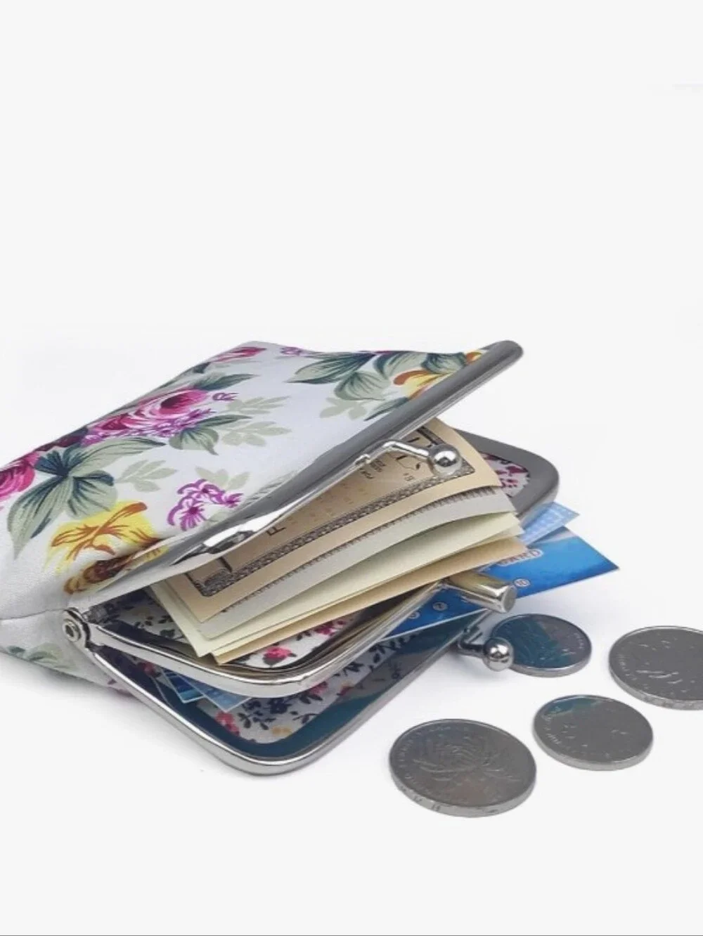 💙 2 For $40 Vintage Floral Kiss Lock Coin Purse Pocket Change Pouch